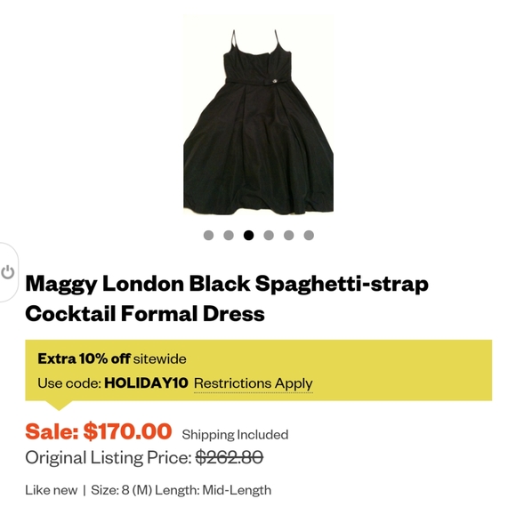 Maggy London Black Spaghetti-strap Cocktail Formal Dress - Picture 5 of 5
